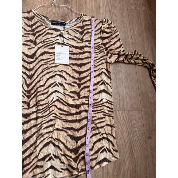 NEW Generation Love Dawn Puff Sleeve Linen Blend Tiger Top size Small - Picture 6 of 6